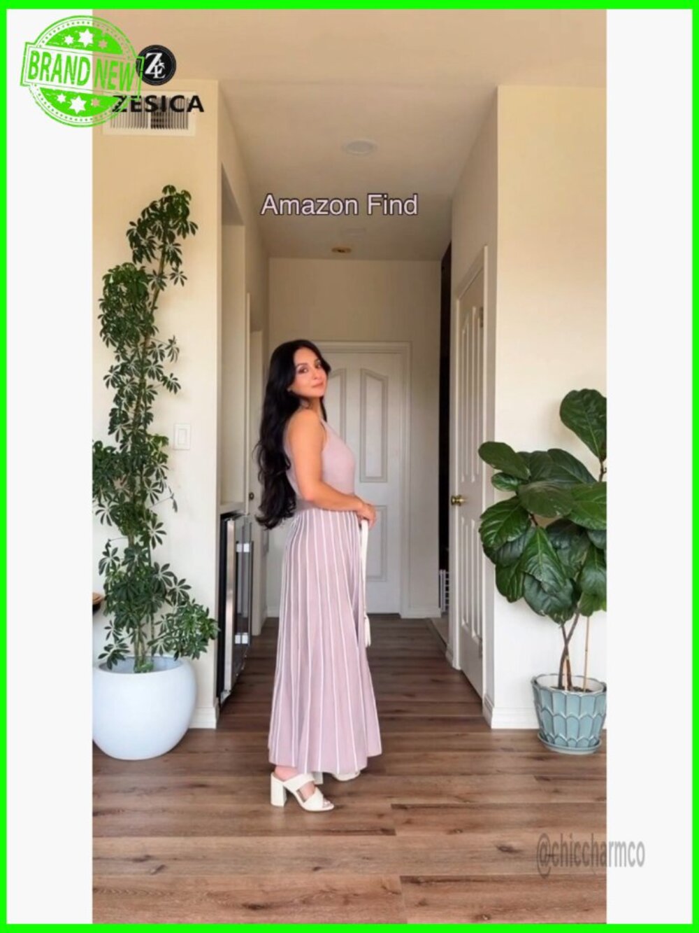 Sleeveless Ribbed Knit Maxi Dress with Tie Waist Crewneck Casual A-Line - Picture 7 of 7